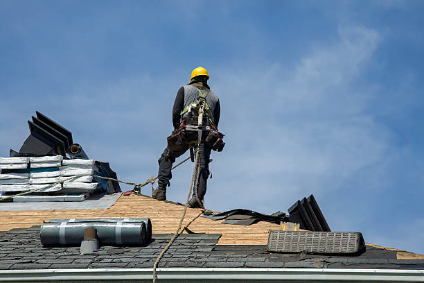Professional Gutter Installation technician working in Columbia City, IN